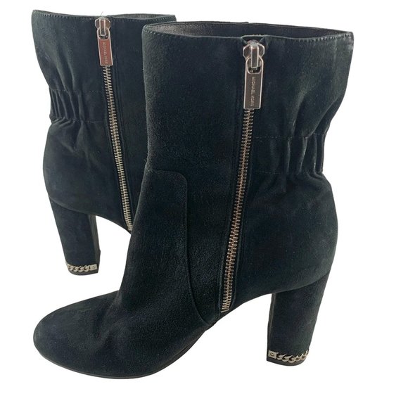 MICHAEL Michael Kors Dolores Suede Block Heel Chain Accent Bootie - Picture 6 of 12
